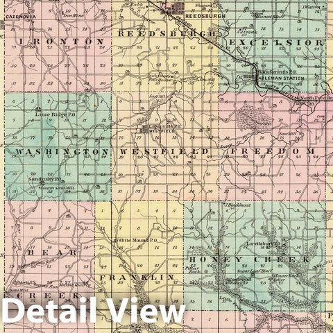 Historic Map : 1878 Map of Sauk County and Kilbourn City, State of Wisconsin. - Vintage Wall Art