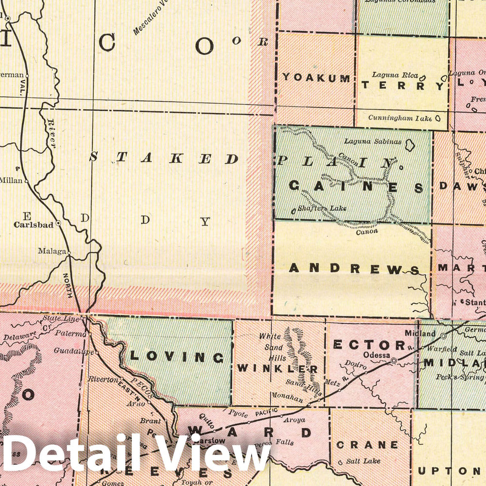 Historic Map : 1901 Texas : Western part - Vintage Wall Art