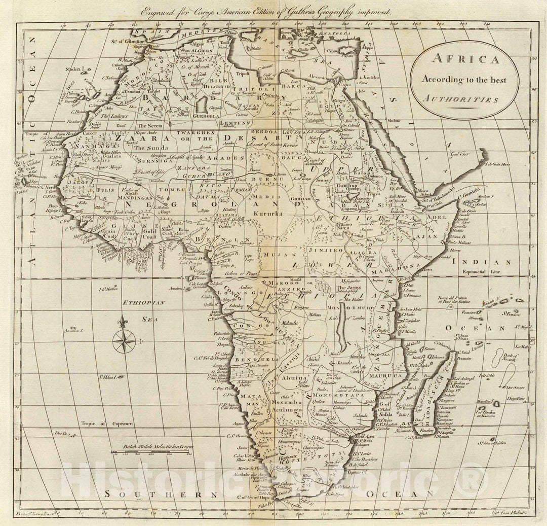 Historic Map : 1796 Africa. - Vintage Wall Art