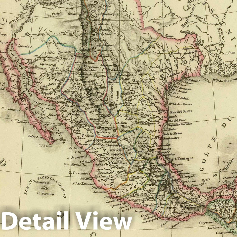 Historic Map : Guatemala; Mexico, , Central America 1826 Carte Generale du Mexique et des Provinces-unis de l'Amerique Centrale. , Vintage Wall Art