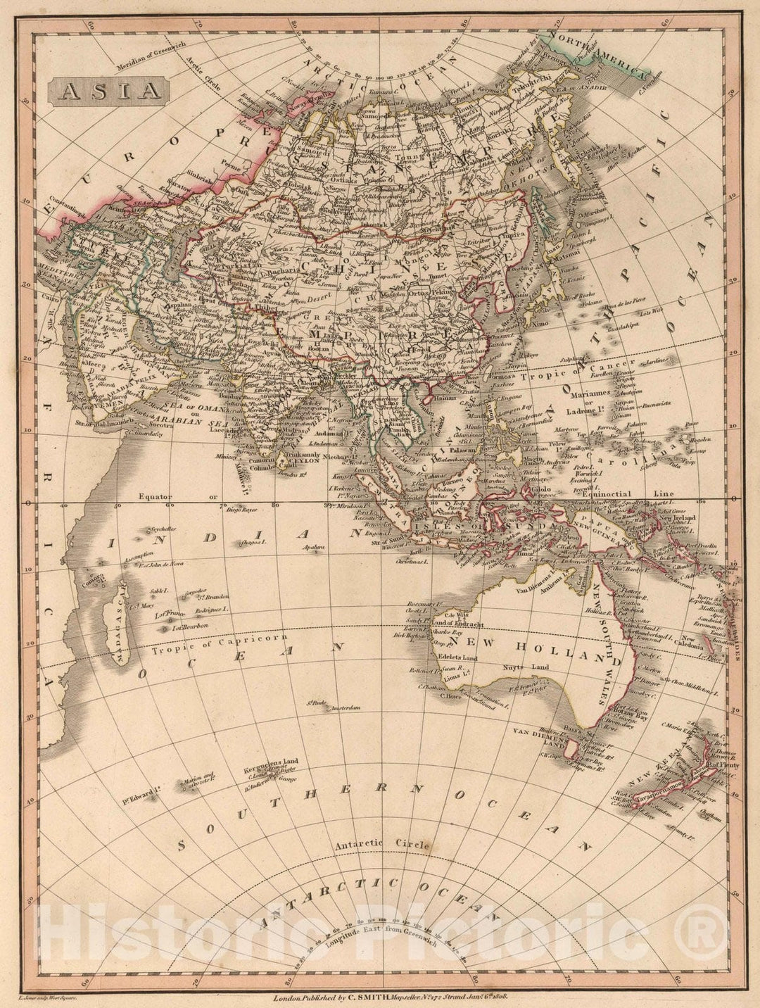 Historic Map : 1808 Asia. - Vintage Wall Art