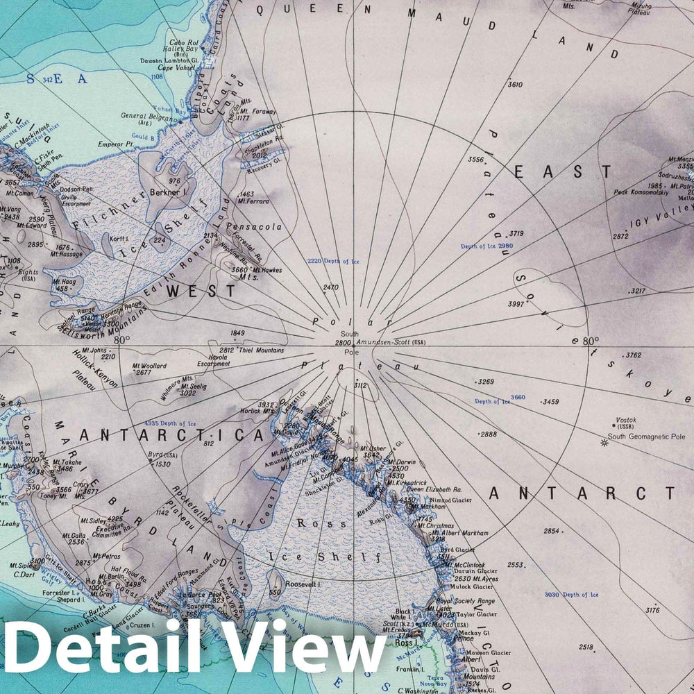 Historic Map : 1967 250. Antarctica. The World Atlas. - Vintage Wall Art