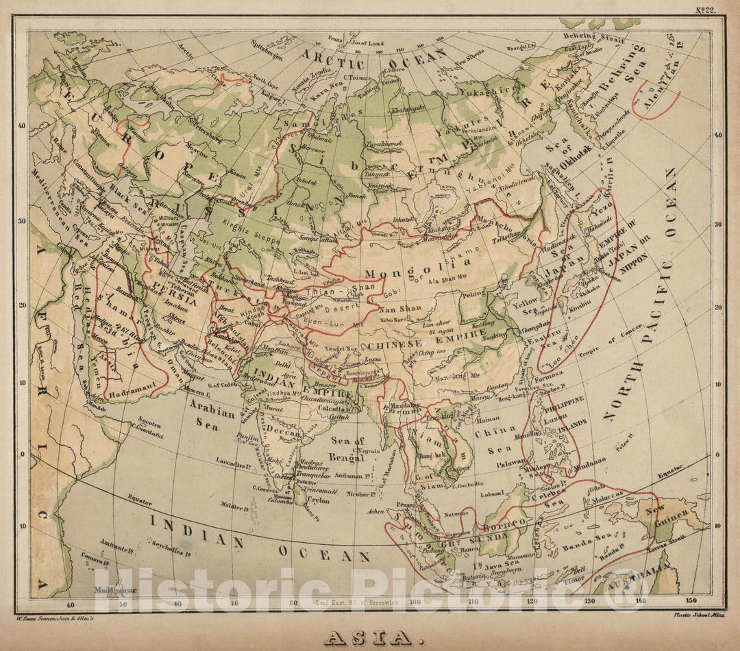 Historic Map : 1880 Asia. v2 - Vintage Wall Art