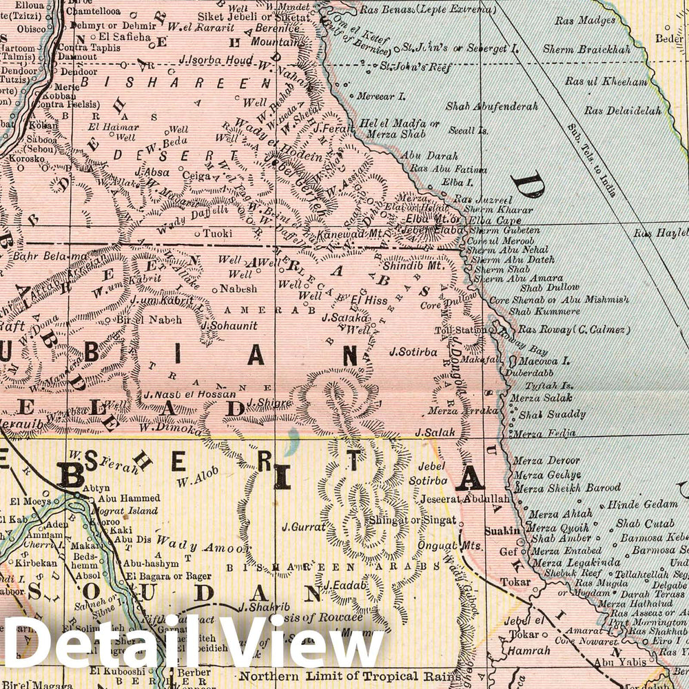 Historic Wall Map : 1901 Northeast Africa, Egypt, Abyssinia, Eritrea and Egyptian Soudan - Vintage Wall Art