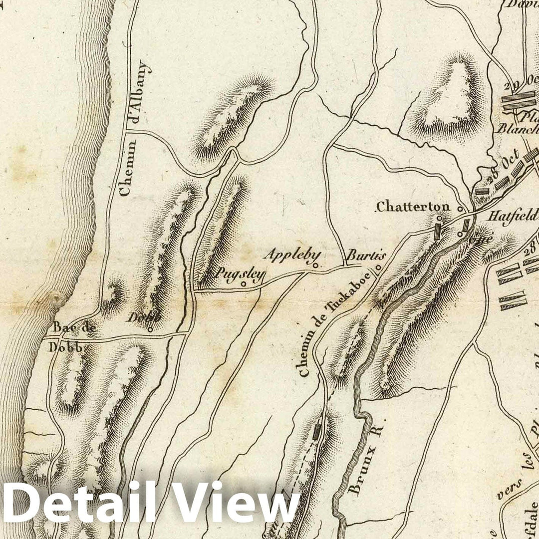 Historic Map : New York, 1807 Plaines Blanches et Armees Americaine et Britannique, 12 Octobre1776. , Vintage Wall Art