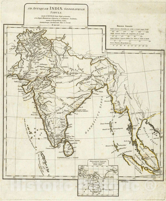 Historic Map : India; Pakistan, South Asia 1765 Ad antiquam Indiae geographiam tabula. , Vintage Wall Art