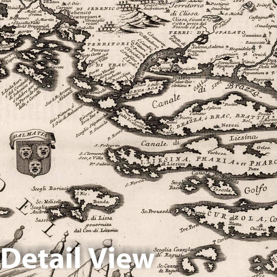 Historic Map : Croatia, Dalmatian Coast 1693 Corso del Danubio (1 of 6). , Vintage Wall Art