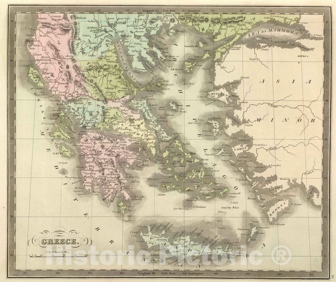 Historic Map : 1848 Greece. v2 - Vintage Wall Art