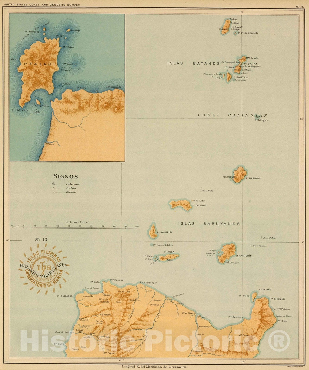 Historic Map : Philippines, 1899 No. 13. Batanes y Babuyanes. , Vintage Wall Art