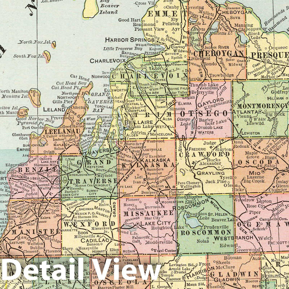 Historic Map : 1901 Michigan : Vintage Wall Art