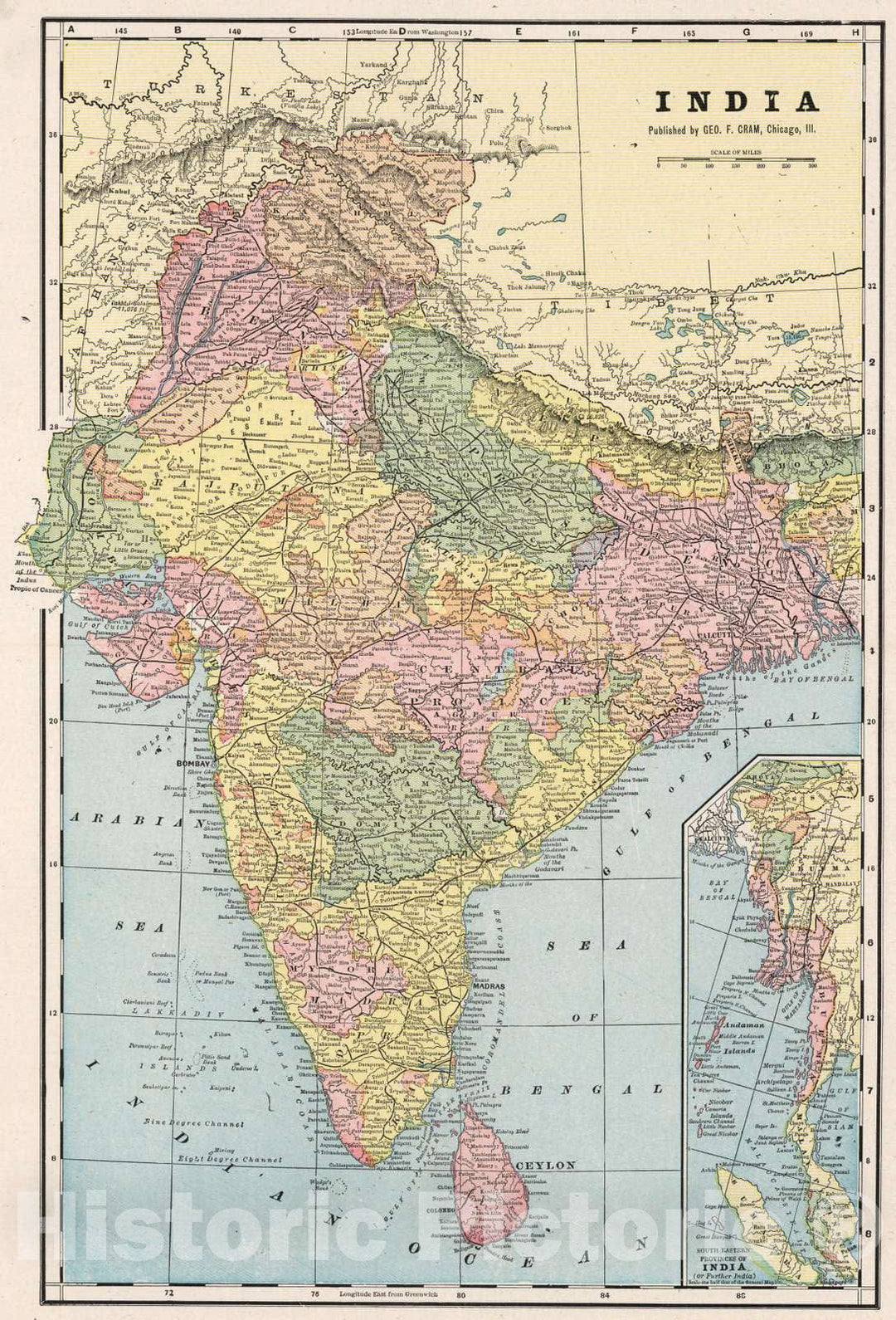 Historic Map : 1901 India : Vintage Wall Art