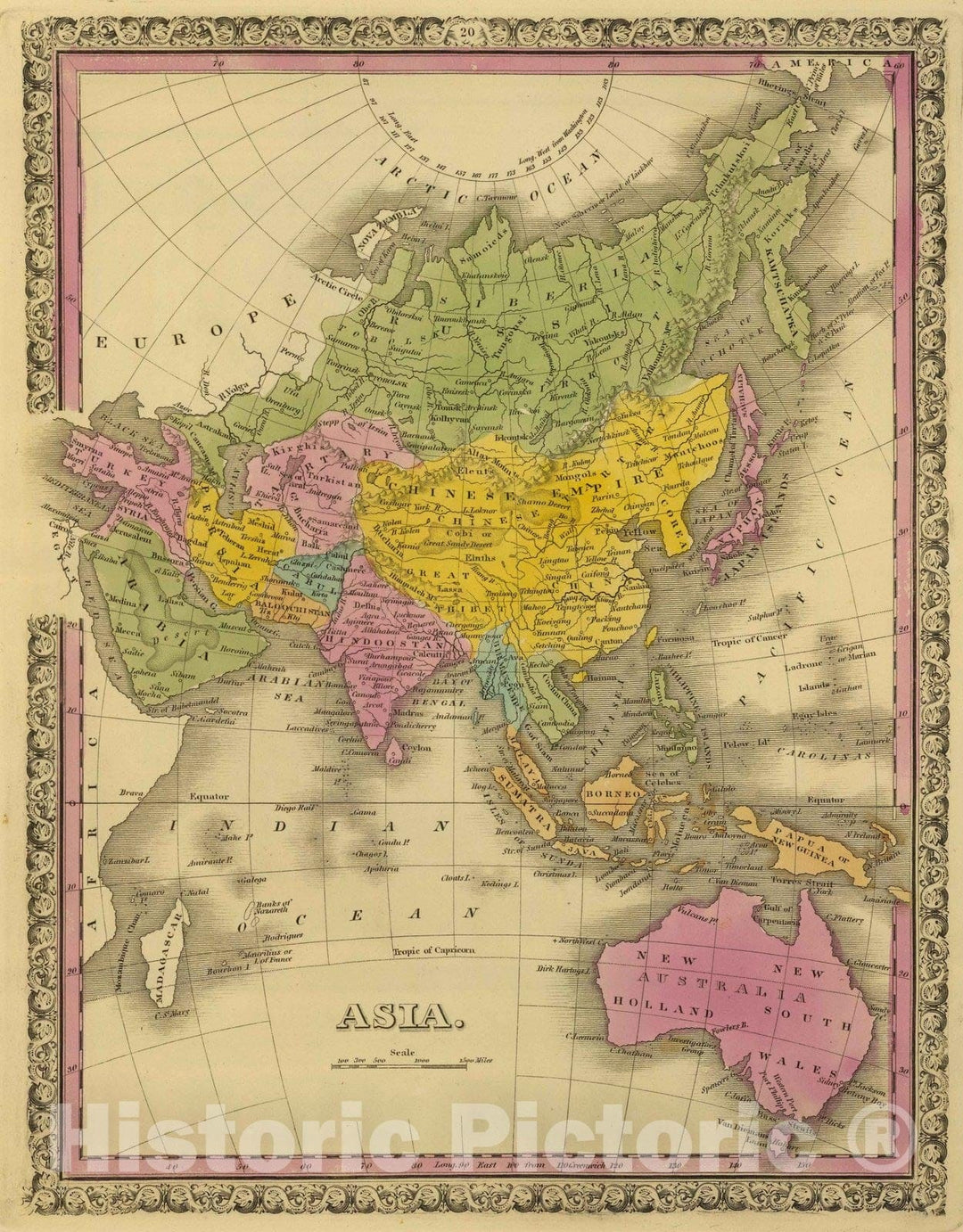 Historic Map : 1845 Asia. v2 - Vintage Wall Art