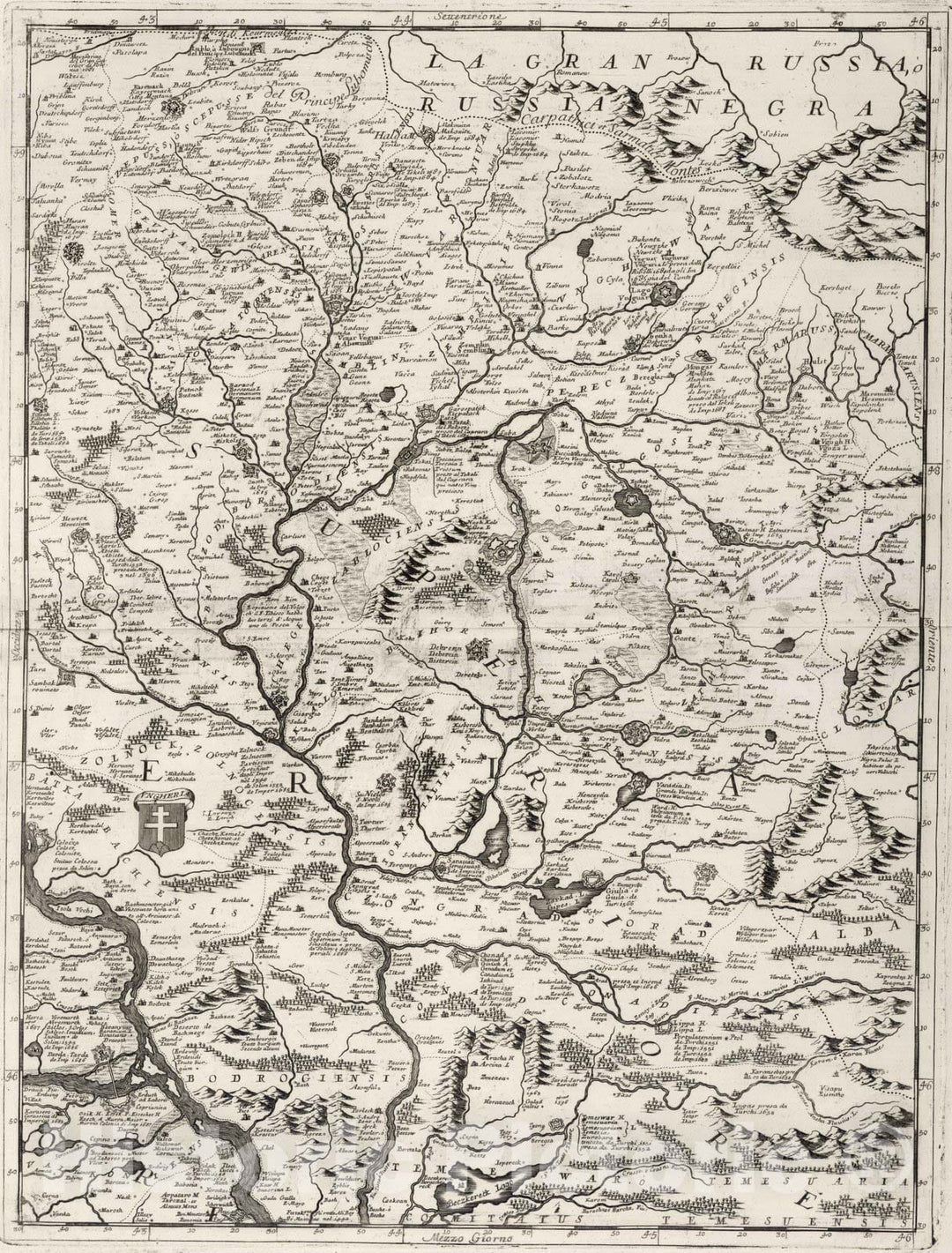 Historic Map : Croatia, Danube River 1693 Corso del Danubio (5 of 6) , Vintage Wall Art