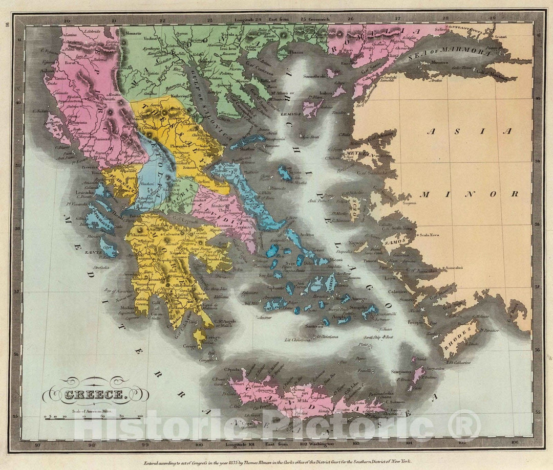 Historic Map : 1835 Greece : Vintage Wall Art