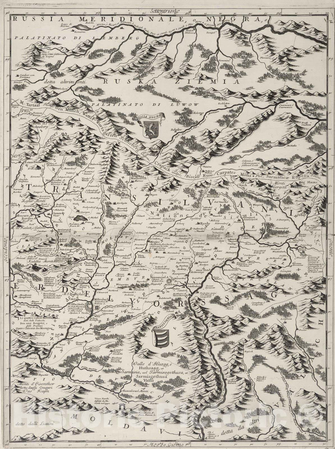 Historic Map : Romania, Danube River 1693 Corso del Danubio (6 of 6). , Vintage Wall Art