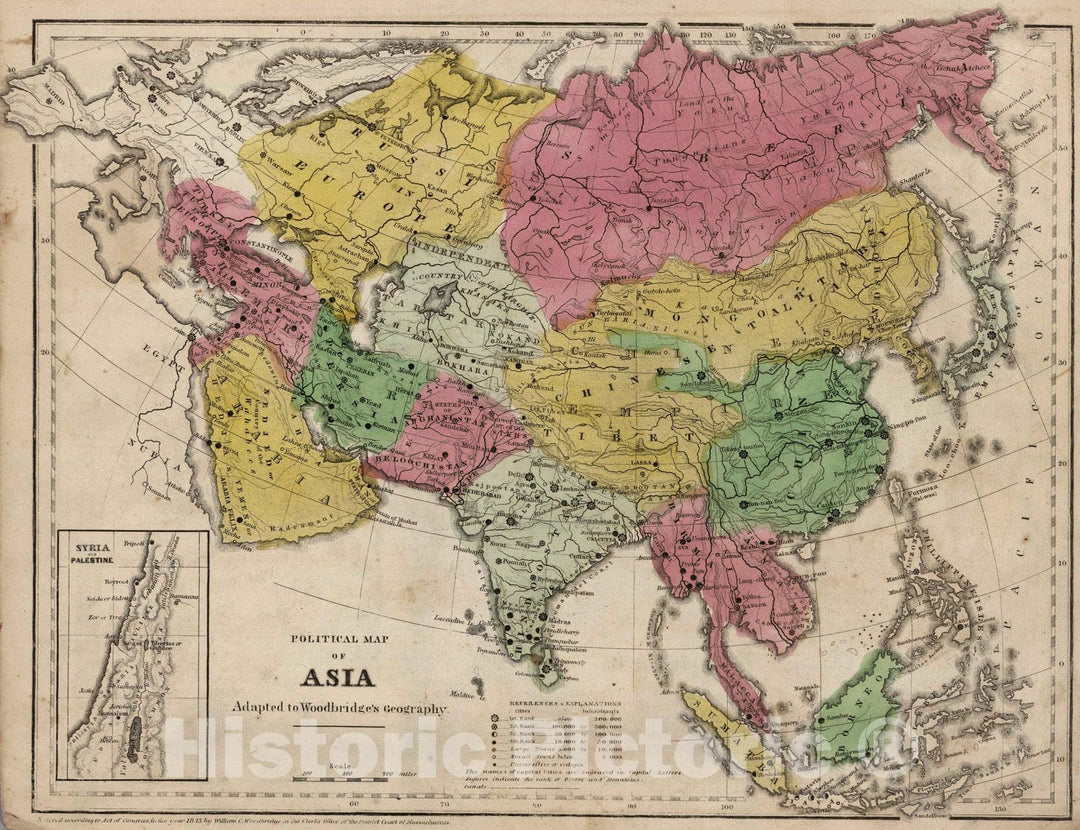 Historic Map : School Atlas - 1845 Political Map Of Asia - Vintage Wall Art