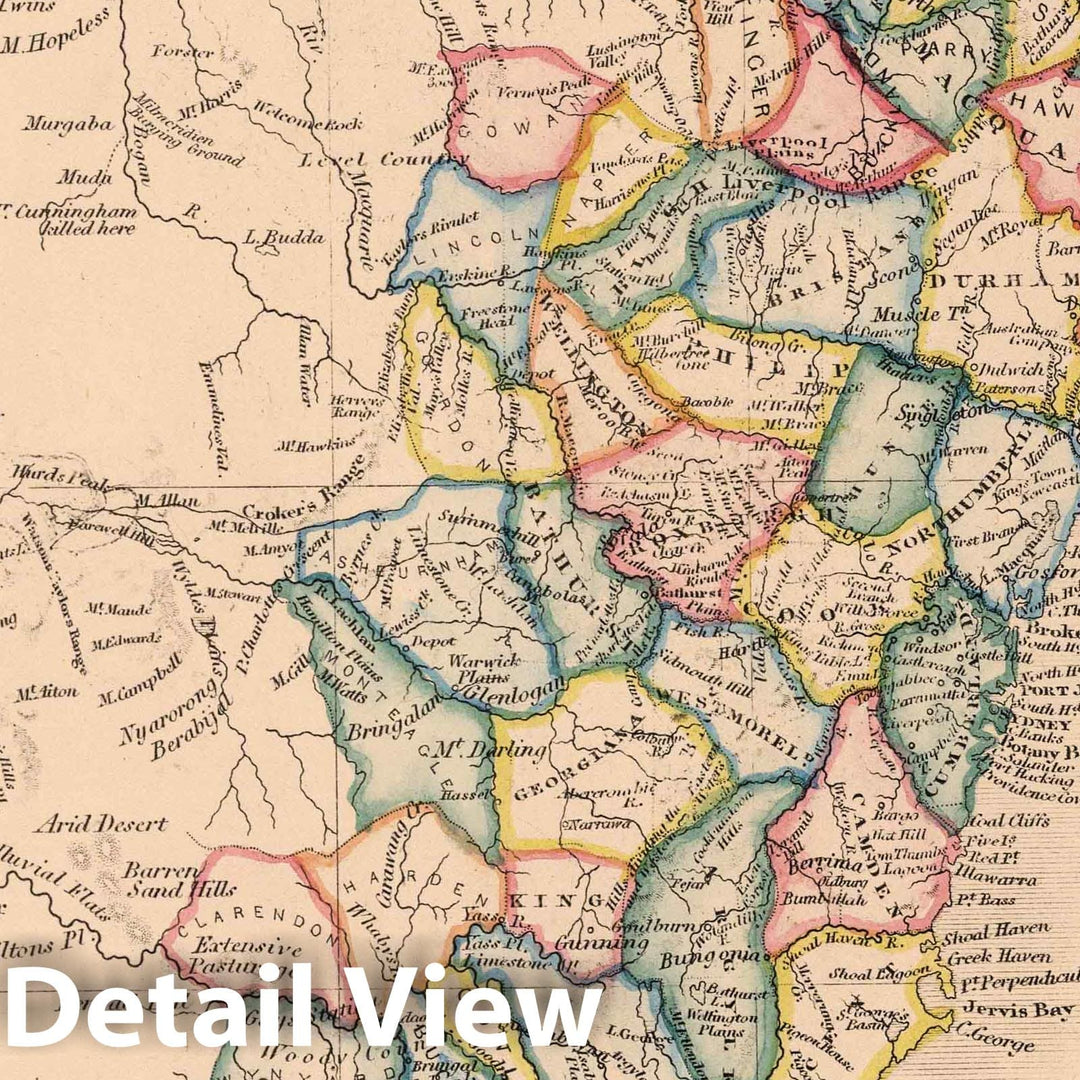 Historic Map : 1864 Map of the Settlements in New South Wales, Victoria and Queensland - Vintage Wall Art