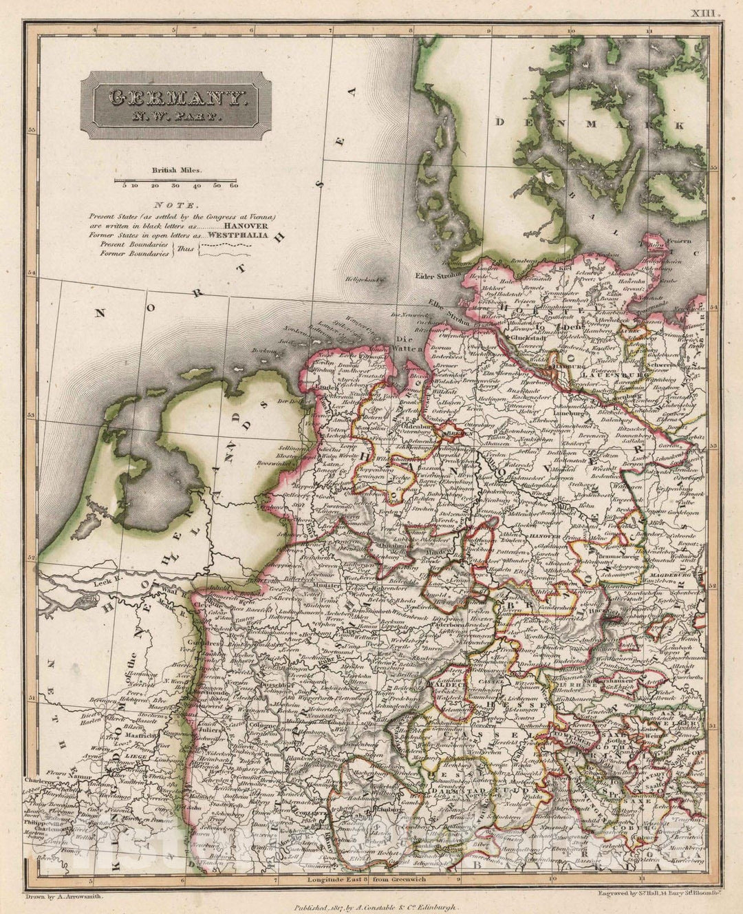 Historic Map : 1817 Germany, North West Part - Vintage Wall Art