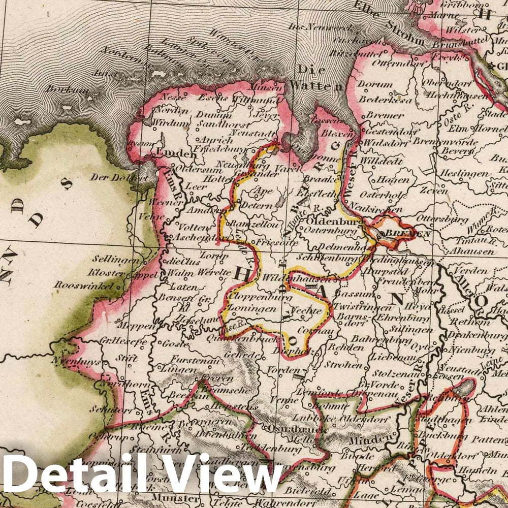 Historic Map : 1817 Germany, North West Part - Vintage Wall Art