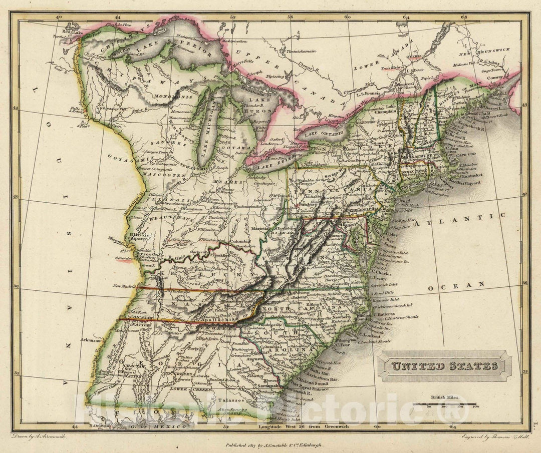 Historic Map : 1817 United States : Vintage Wall Art