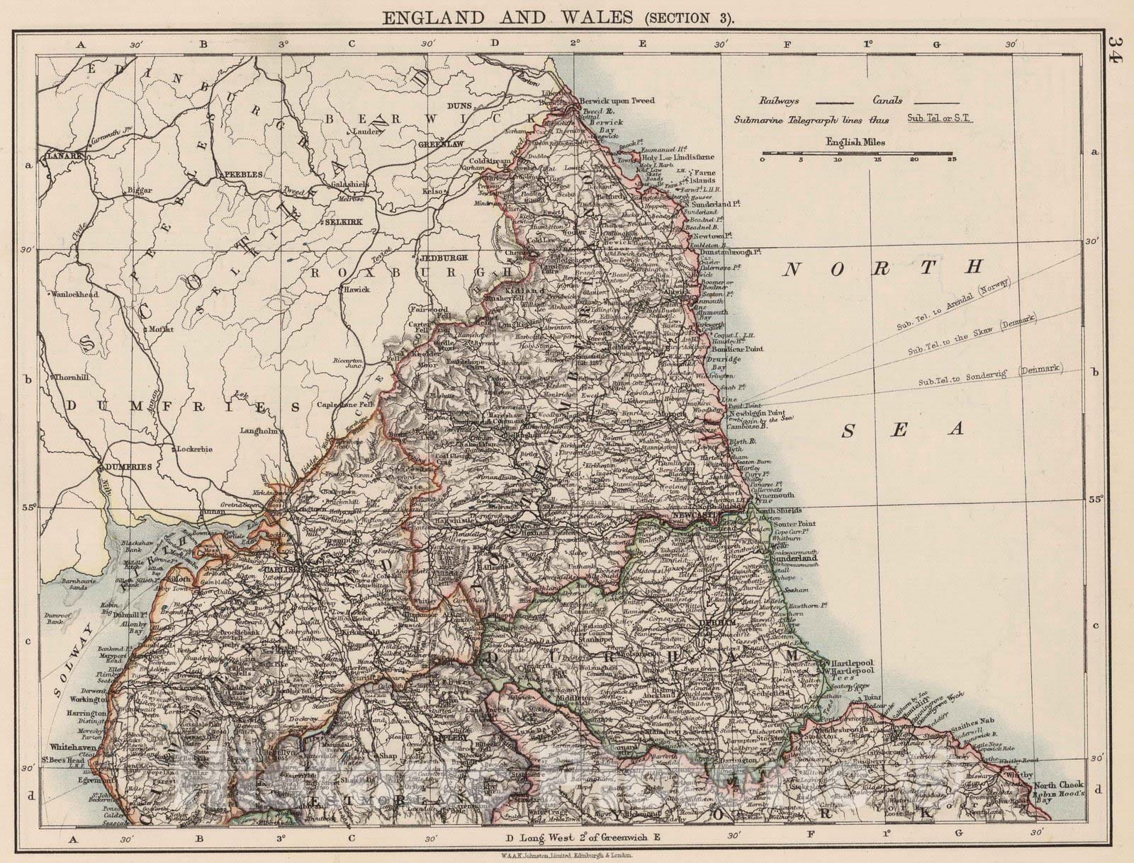 Historic Map : 1906 England and Wales (Section 3). - Vintage Wall Art