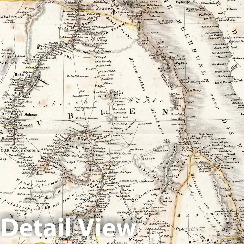 Historic Map : 1841 Northeastern Africa or Egypt, Eritrea, Sudan, and Ethiopia. - Vintage Wall Art