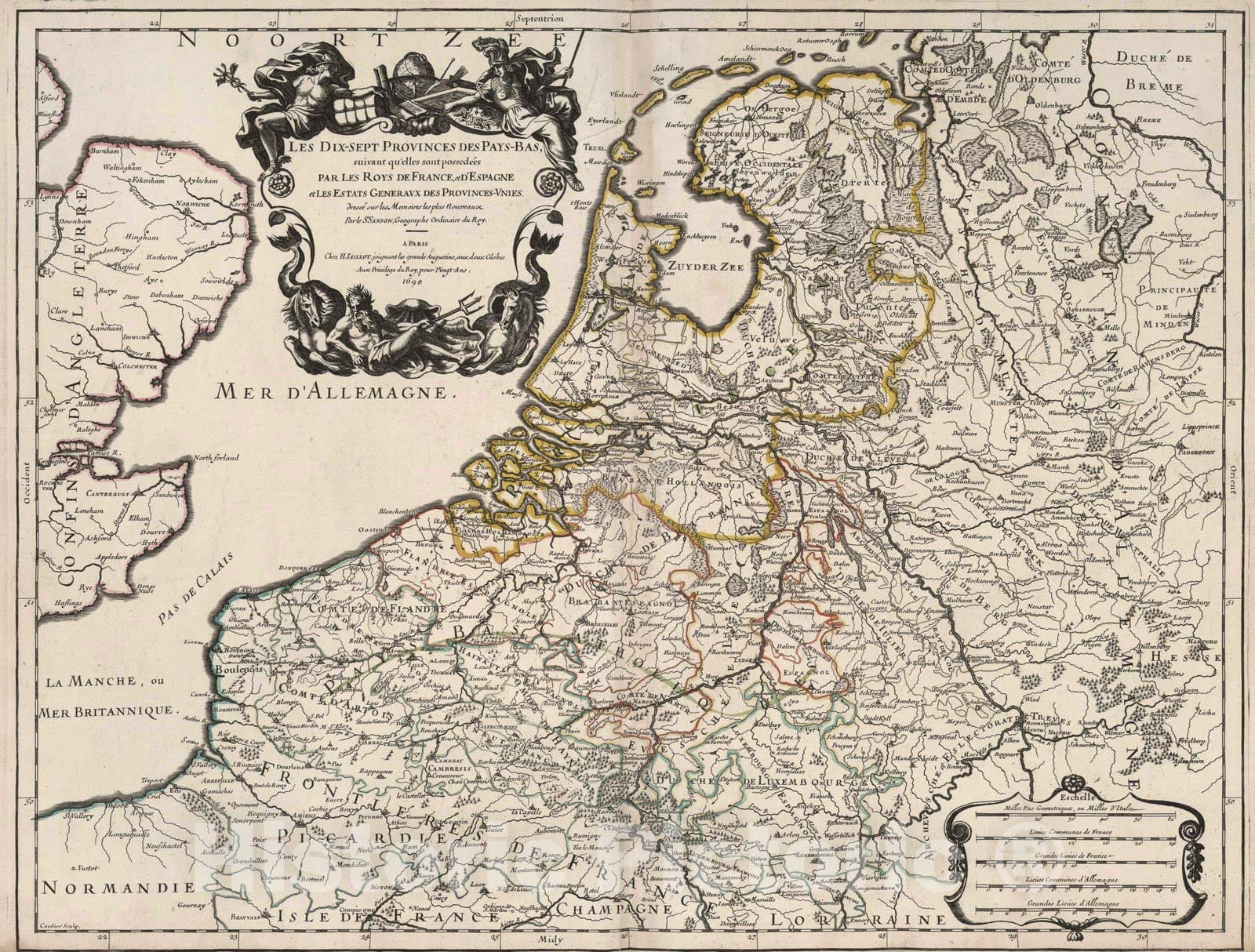 Historic Map : 1690 Seventeen Provinces of the Netherlands. - Vintage Wall Art