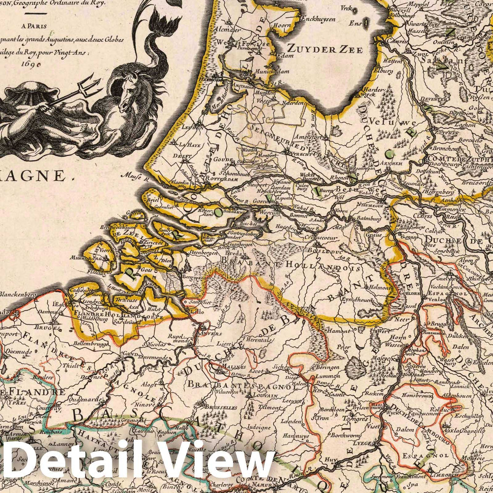 Historic Map : 1690 Seventeen Provinces of the Netherlands. - Vintage Wall Art