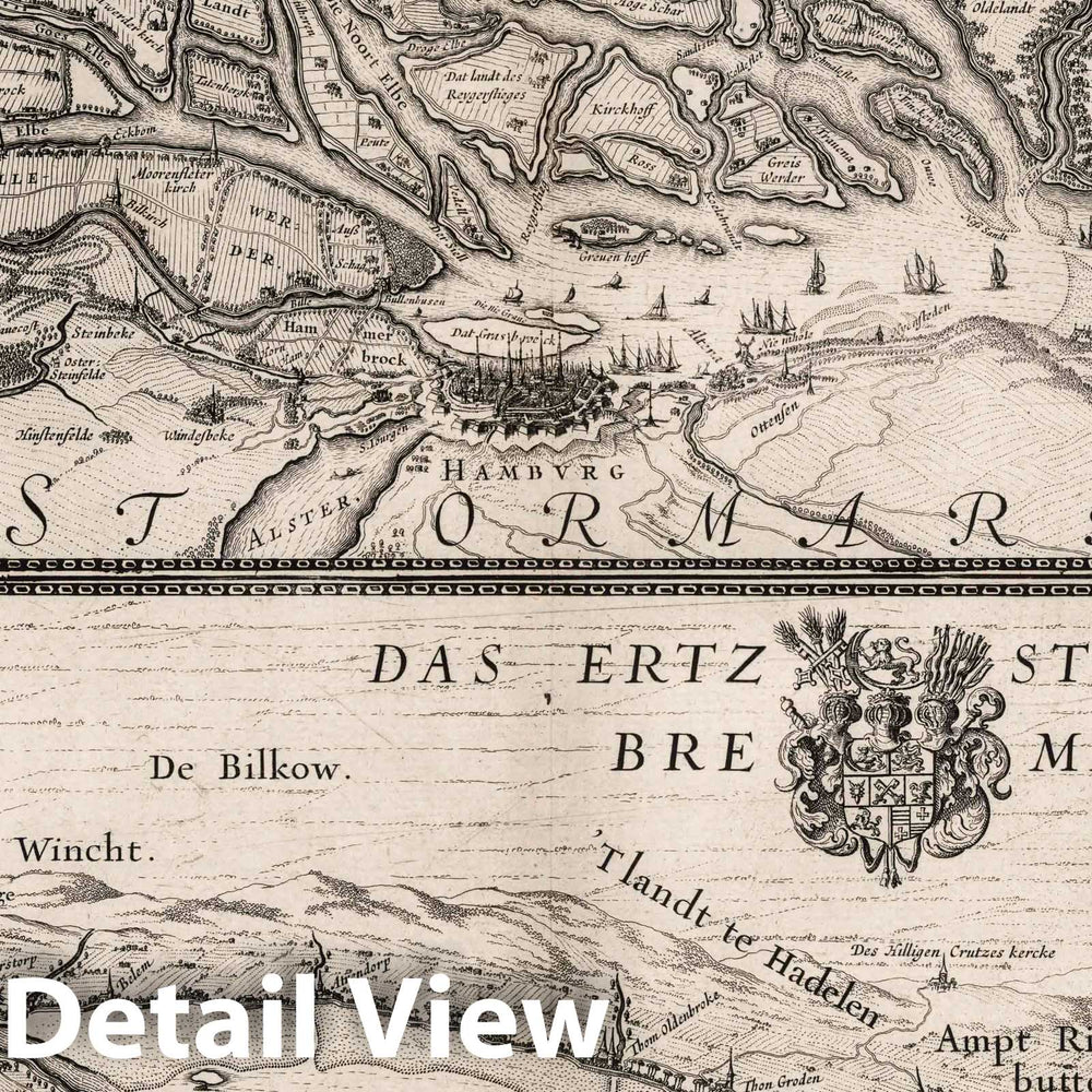 Historic Map : Elbe River , Germany 1628 Celeberrimi Fluvii Albis nova Delineatio. , Vintage Wall Art