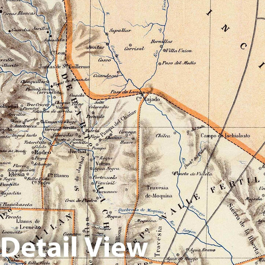 Historic Wall Map : Argentina, San Juan (Argentina : Province) 1888 Provincia de San Juan. , Vintage Wall Art