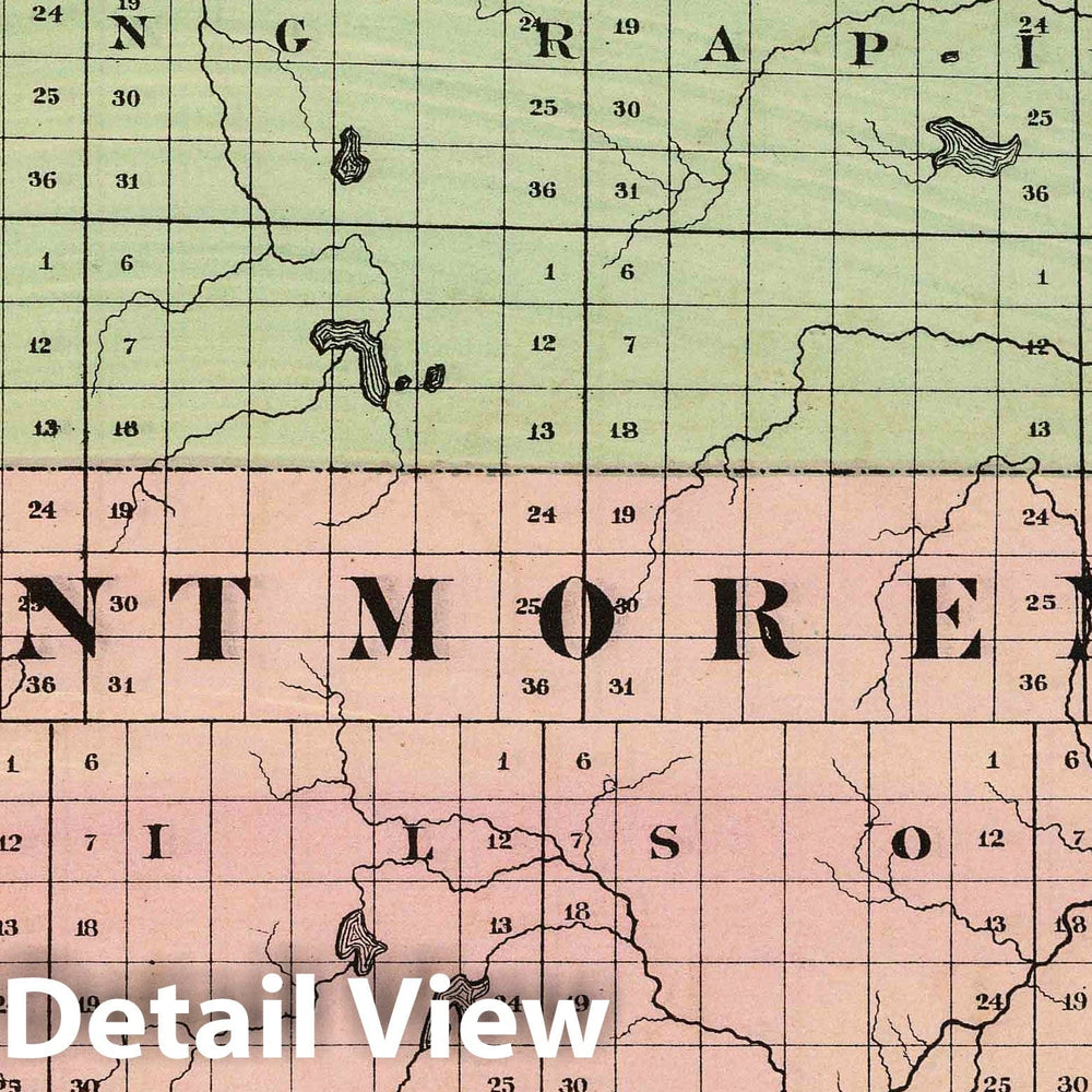 Historic Map : 1873 (Map of Montmorency County, Michigan) - Vintage Wall Art