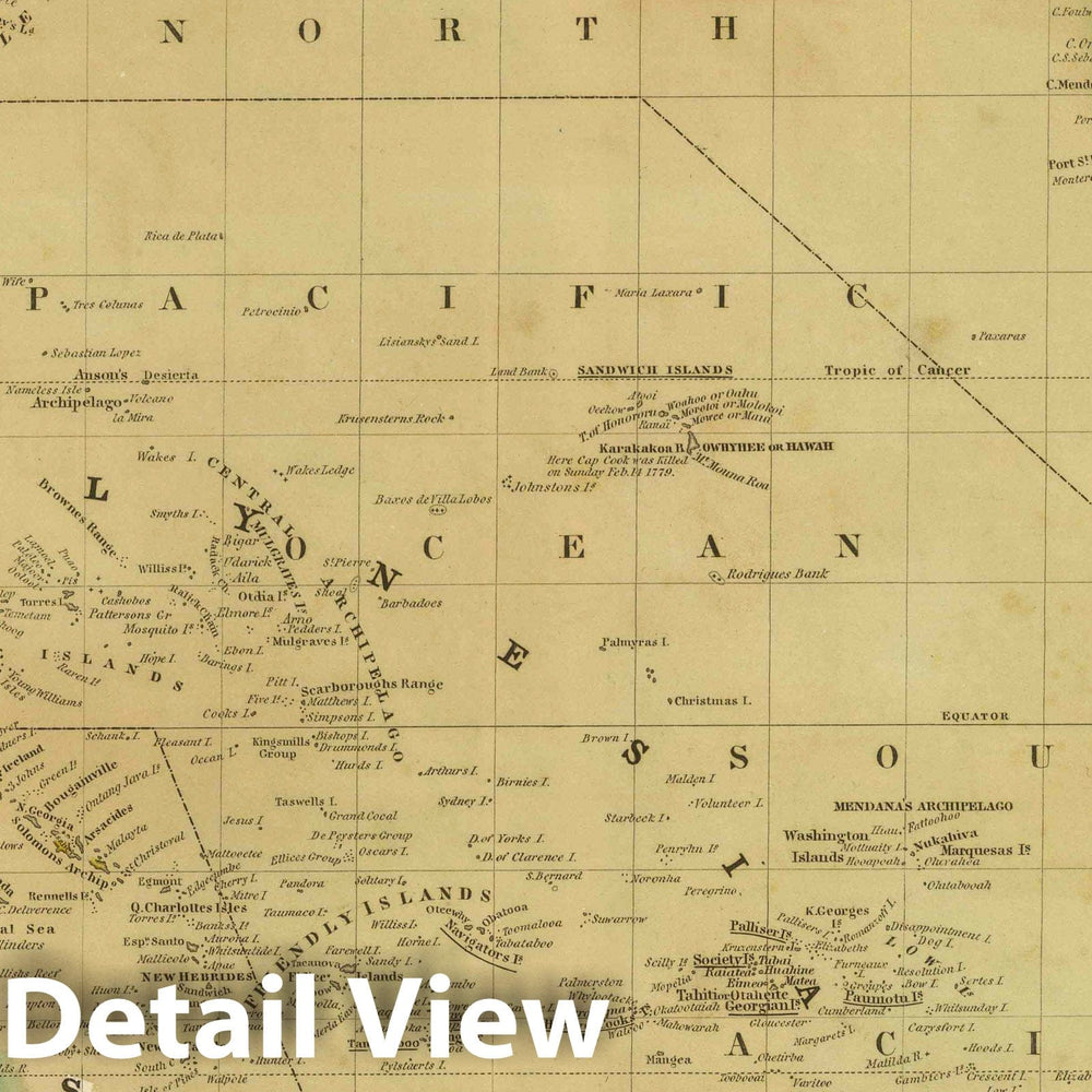 Historic Map : 1845 Oceana Or Pacific Ocean. - Vintage Wall Art