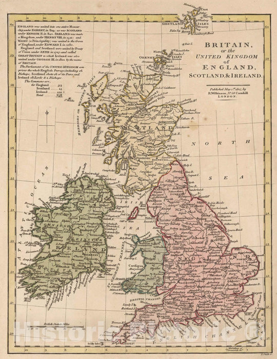 Historic Map - World Atlas - 1808 Britain, or the United Kingdom of England, Scotland, Ireland. - Vintage Wall Art