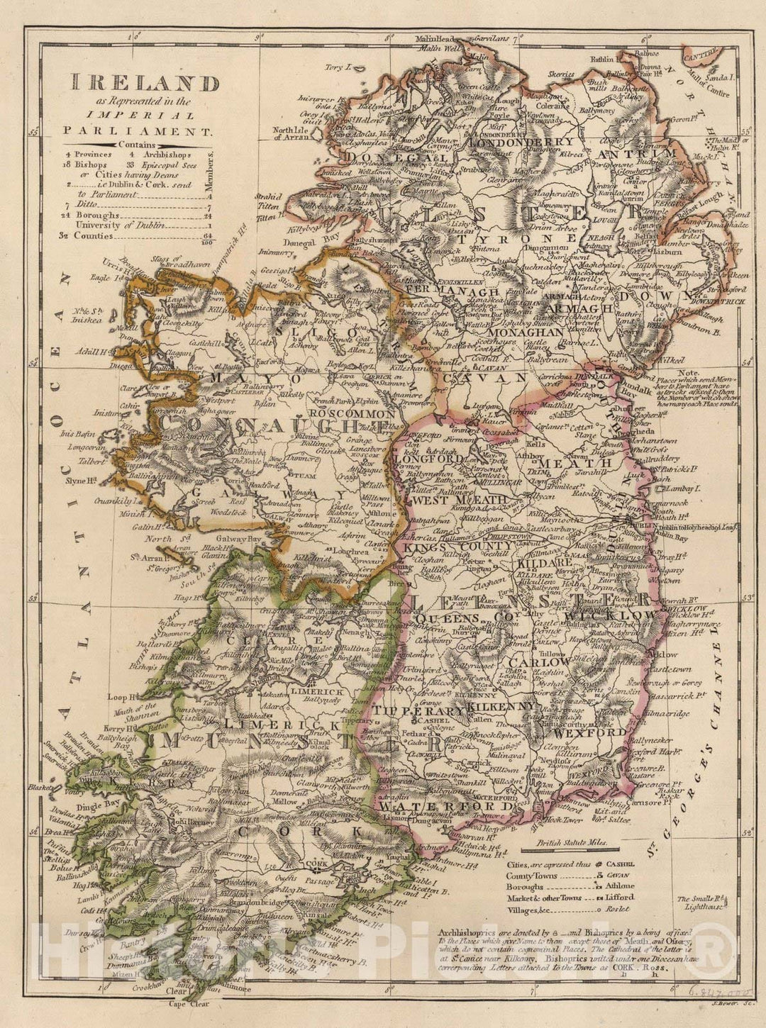 Historic Map : 1818 Ireland. - Vintage Wall Art