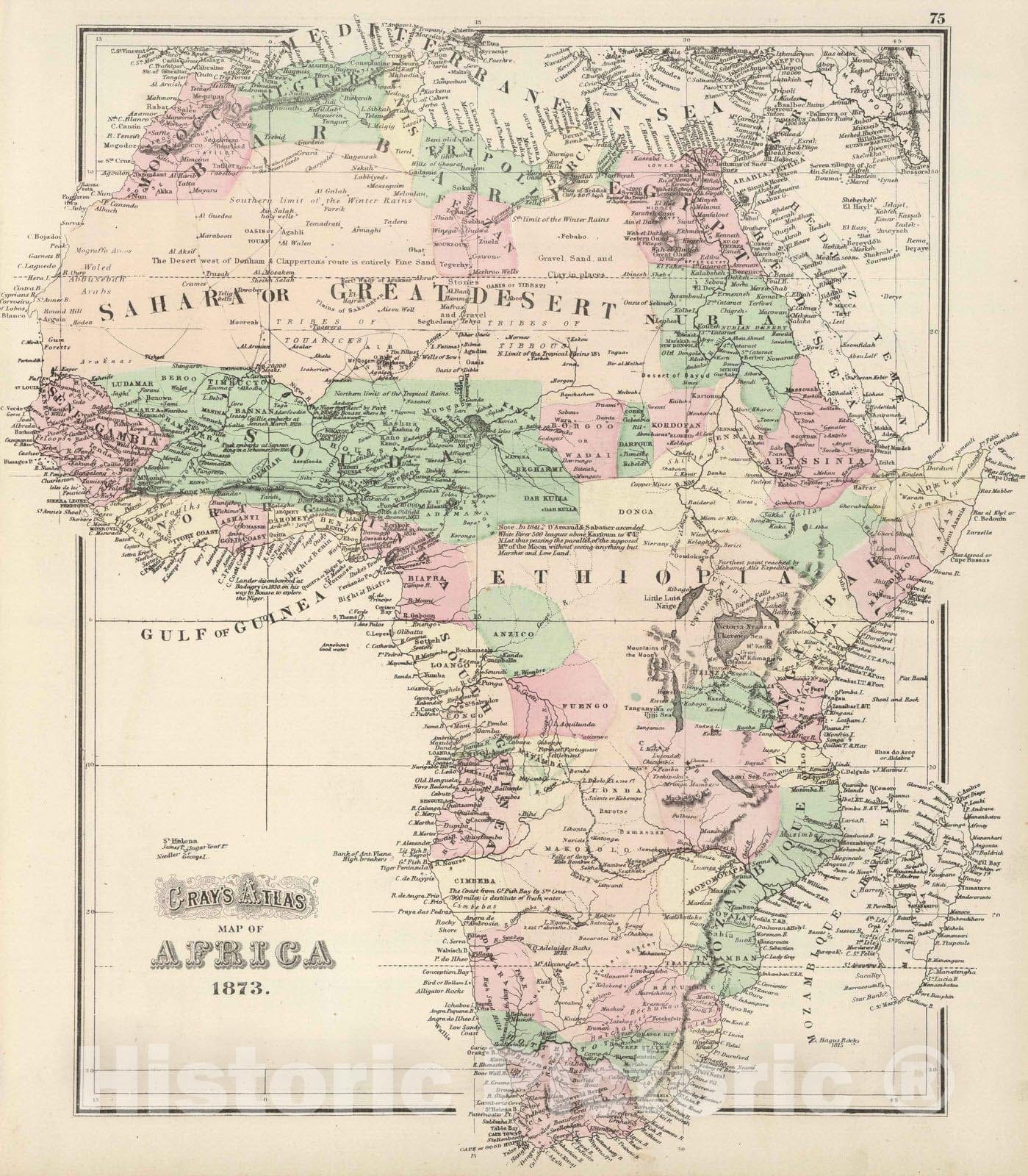 Historic Map : 1874 Africa. - Vintage Wall Art