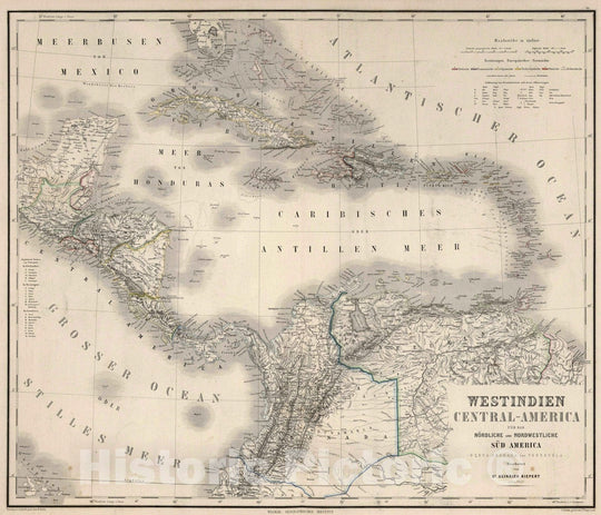 Historic Map : 1879 West Indies. Central America. Colombia. Venezuela. - Vintage Wall Art