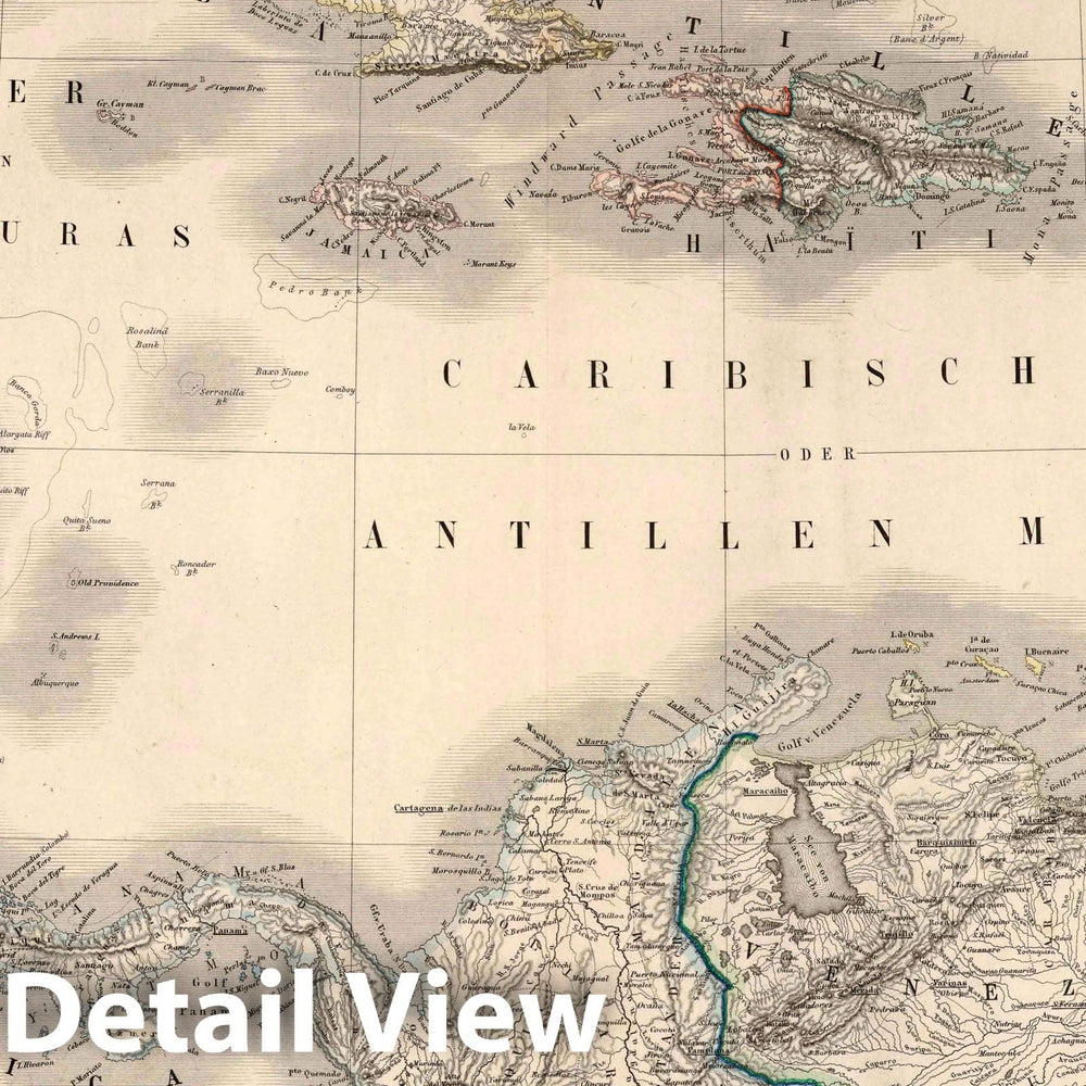 Historic Map : 1879 West Indies. Central America. Colombia. Venezuela. - Vintage Wall Art