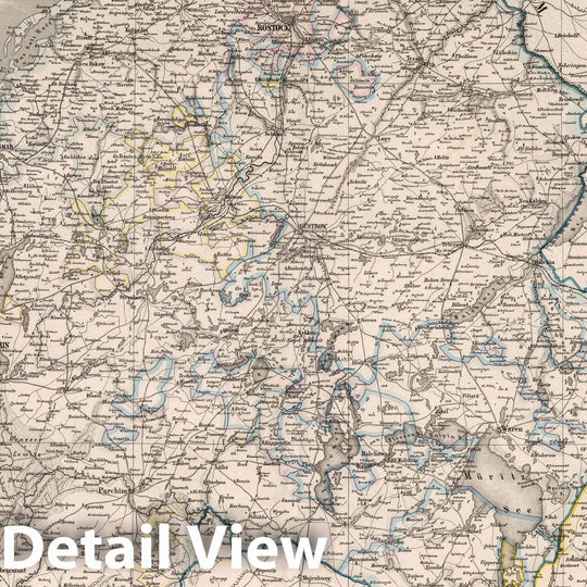 Historic Map : 1875 Grand Duke Thuemer Meklenburg-Schwerin and Strelitz Meklenburg, Germany. - Vintage Wall Art