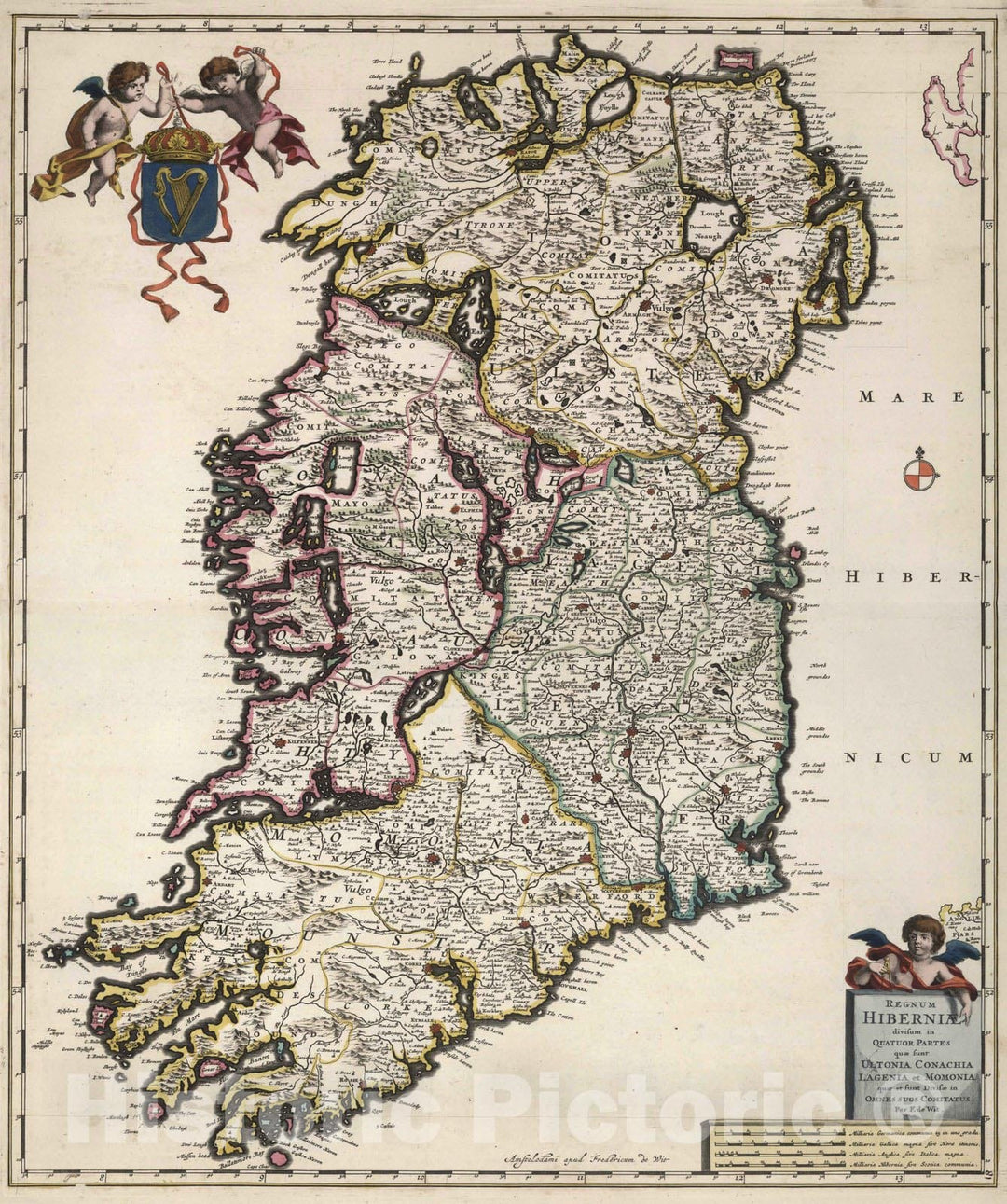 Historic Map : Ireland, 1682 Regnum Hiberniae. , Vintage Wall Art