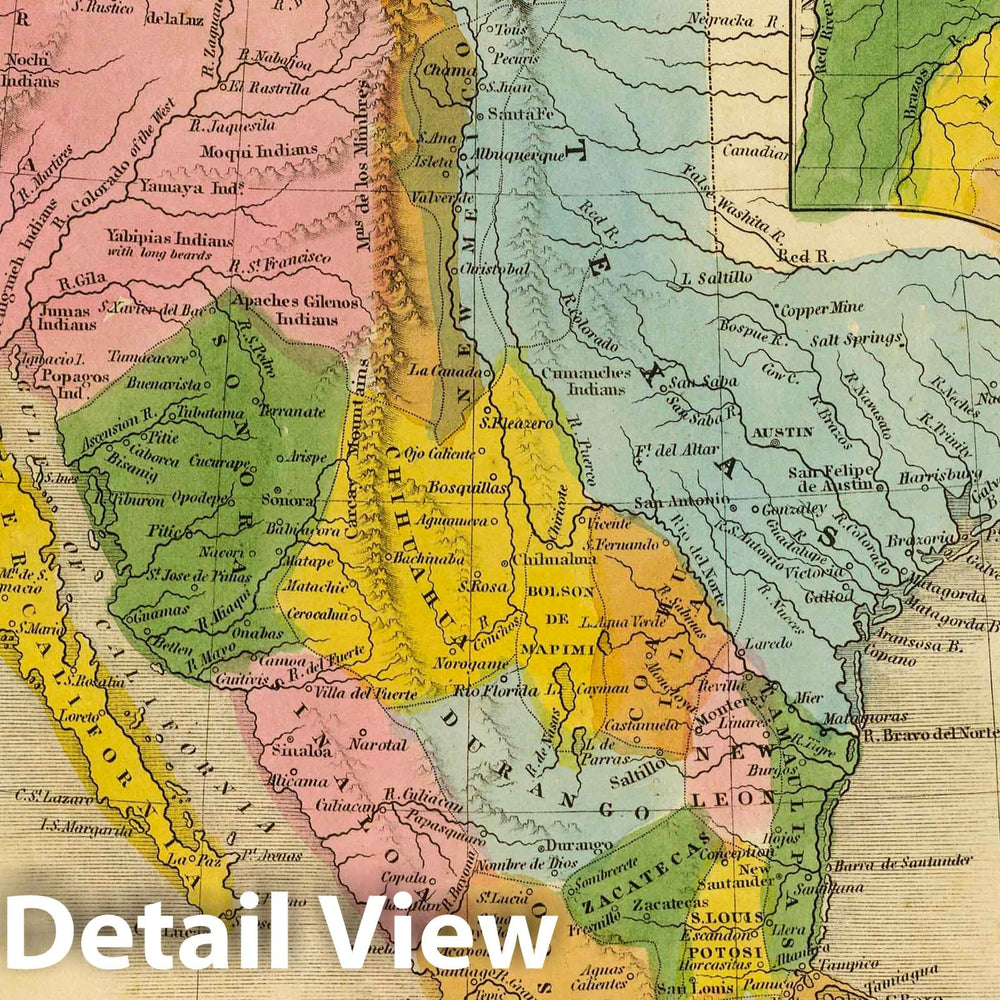 Historic Map : 1845 Mexico, Texas. - Vintage Wall Art