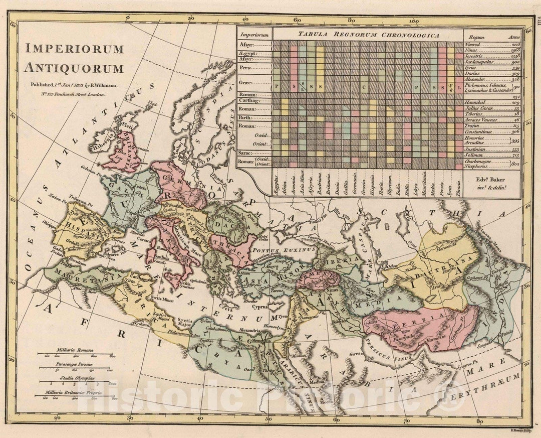 Historic Map : Mediterranean, Europe 1821 Imperiorum Antiquorum. , Vintage Wall Art