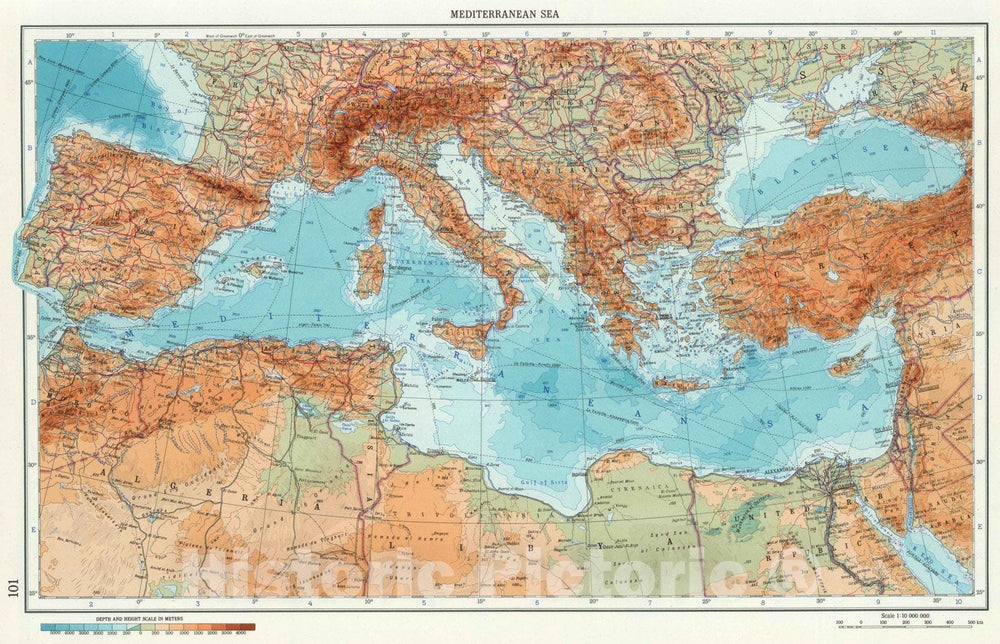 Historic Map - 1967 101. Mediterranean Sea. The World Atlas, Atlas - Vintage Wall Art