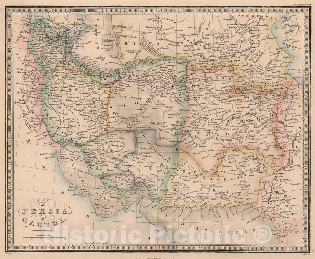 Historic Map : 1864 Map of Persia and Cabul - Vintage Wall Art