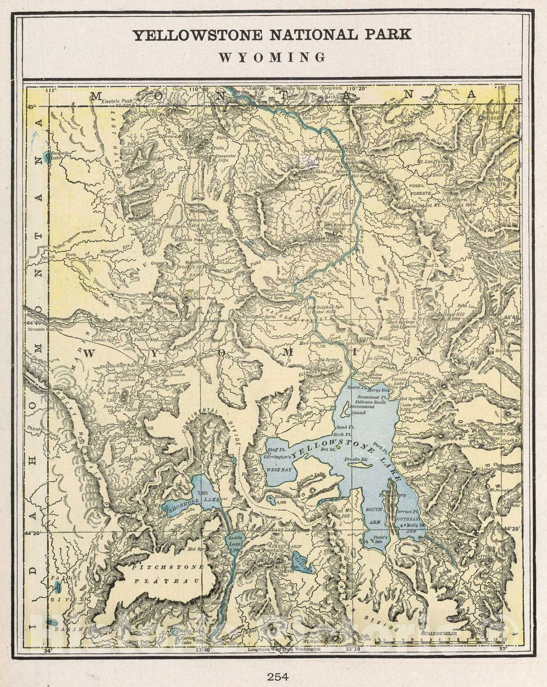 Historic Map : 1901 Yellowstone National Park, Wyoming - Vintage Wall Art