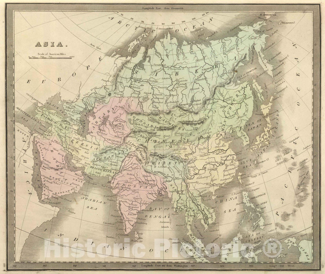 Historic Map : 1848 Asia. v2 - Vintage Wall Art