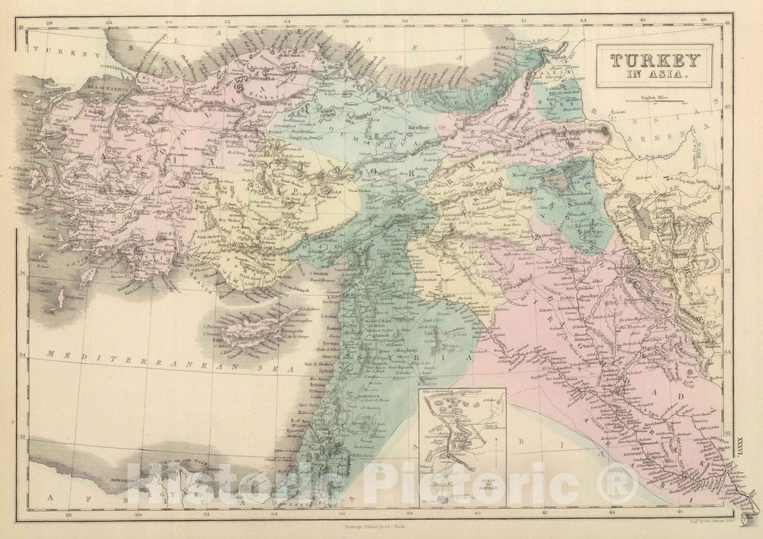 Historic Map : 1854 Turkey in Asia : Vintage Wall Art