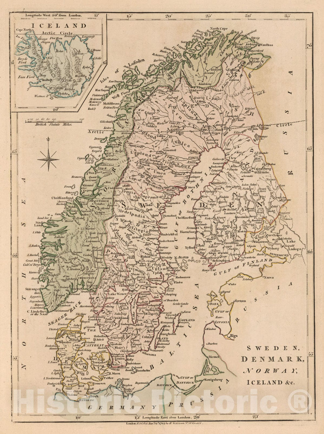 Historic Map - 1794 Sweden, Denmark, Norway, Iceland &c. - Vintage Wall Art