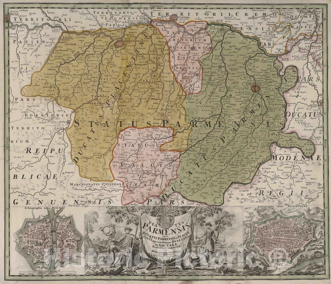 Historic Map : Italy, 1731 Status Parmensis. , Vintage Wall Art