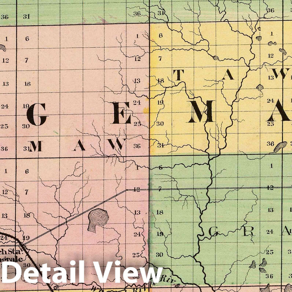 Historic Map : 1873 (Map of Ogemaw County, Michigan) - Vintage Wall Art