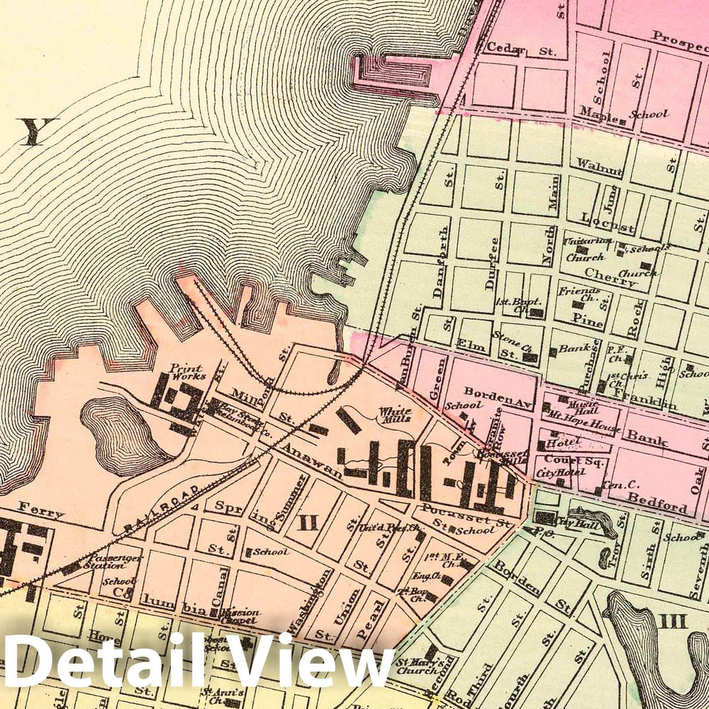 Historic Map : 1871 Fall River. - Vintage Wall Art